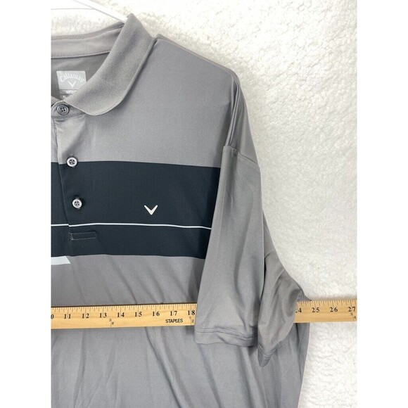 Callaway Polo Shirt Men’s Gray Black Dri-Fit Performance Golf Short Sleeve XL - Picture 4 of 7